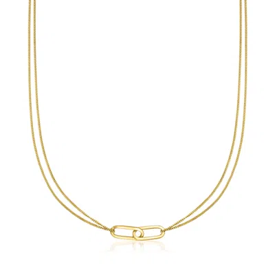 Rs Pure By Ross-simons Italian 18kt Gold Vermeil Double Paper Clip Link Necklace