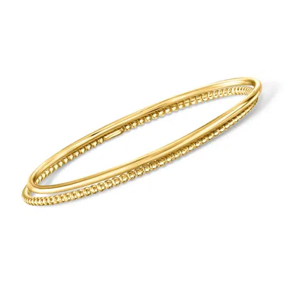 Rs Pure By Ross-simons Italian 18kt Gold Vermeil Jewelry Set: 2 Polished And Beaded Bangle Bracelets