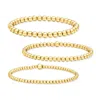 Rs Pure By Ross-simons Italian 18kt Gold Vermeil Jewelry Set: 3 3-5mm Bead Stretch Bracelets In Multi