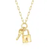 Rs Pure By Ross-simons Italian 18kt Gold Vermeil Lock And Key Paper Clip Link Necklace