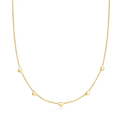 Rs Pure By Ross-simons Italian 18kt Gold Vermeil Mini Heart Station Necklace In Multi