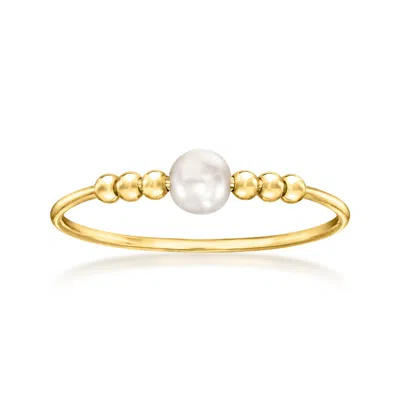 Rs Pure By Ross-simons Italian 3.5-4mm Cultured Pearl And Bead Ring In 14kt Yellow Gold