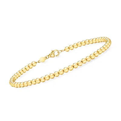 Rs Pure By Ross-simons Italian 3mm 14kt Yellow Gold Bead Bracelet