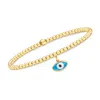 Rs Pure By Ross-simons Italian 3mm 18kt Gold Vermeil Bead Stretch Bracelet With Evil Eye Charm In Multi