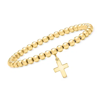 Rs Pure By Ross-simons Italian 5mm 18kt Gold Vermeil Cross Bead Stretch Bracelet In Multi
