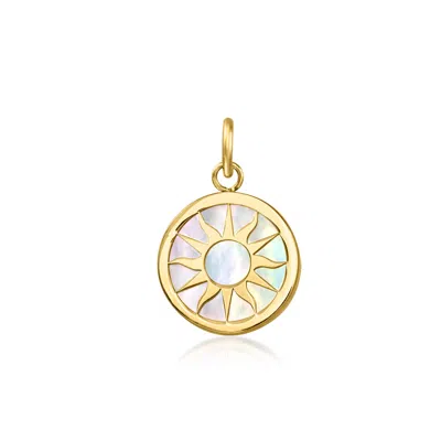 Rs Pure By Ross-simons Italian Mother-of-pearl Sun Charm In 14kt Yellow Gold
