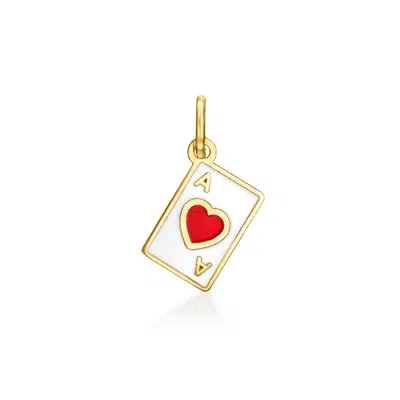 Rs Pure By Ross-simons Italian Multicolored Enamel Ace Of Hearts Card Charm In 14kt Yellow Gold