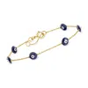 Rs Pure By Ross-simons Italian Multicolored Enamel Evil Eye Station Bracelet In 14kt Yellow Gold In Blue