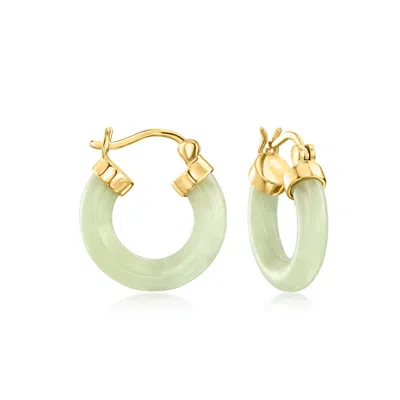 Rs Pure By Ross-simons Jade Hoop Earrings In 18kt Gold Over Sterling