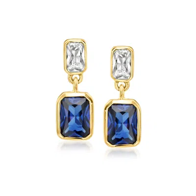 Rs Pure By Ross-simons Lab-grown Blue And White Sapphire Drop Earrings In 18kt Gold Vermeil In Multi