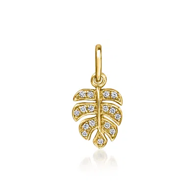 Rs Pure By Ross-simons Lab-grown Diamond Leaf Charm In 14kt Yellow Gold