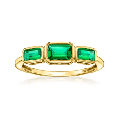 Rs Pure By Ross-simons Lab-grown Emerald 3-stone Ring In 18kt Gold Vermeil