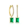Rs Pure By Ross-simons Lab-grown Emerald And . Lab-grown Diamond Hoop Drop Earrings In 18kt Gold Vermeil In Gold