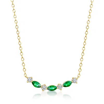 Rs Pure By Ross-simons Lab-grown Emerald And . Lab-grown Diamond Necklace In 18kt Gold Vermeil