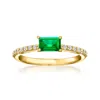 Rs Pure By Ross-simons Lab-grown Emerald And . Lab-grown Diamond Ring In 18kt Gold Vermeil