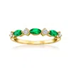 Rs Pure By Ross-simons Lab-grown Emerald And . Lab-grown Diamond Ring In 18kt Gold Vermeil