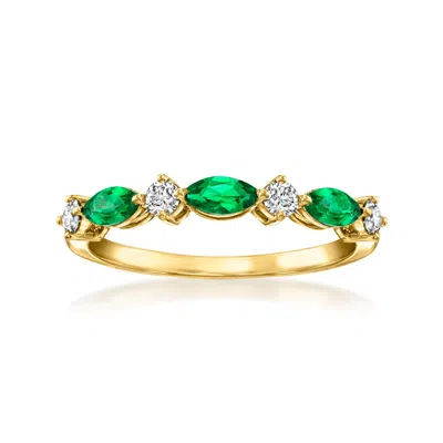 Rs Pure By Ross-simons Lab-grown Emerald And . Lab-grown Diamond Ring In 18kt Gold Vermeil