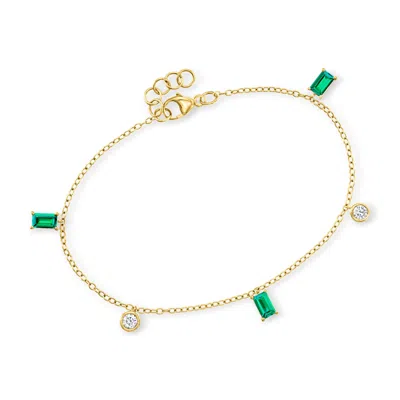 Rs Pure By Ross-simons Lab-grown Emerald And . Lab-grown Diamond Station Bracelet In 18kt Gold Vermeil