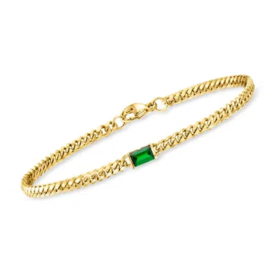 Rs Pure By Ross-simons Lab-grown Emerald Curb-link Bracelet In 18kt Gold Vermeil In Multi