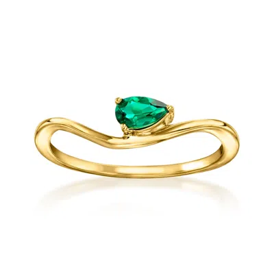 Rs Pure By Ross-simons Lab-grown Emerald Curve Ring In 18kt Gold Vermeil