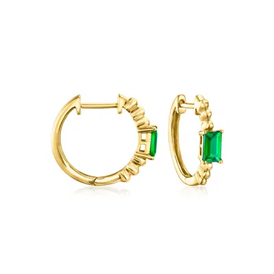 Rs Pure By Ross-simons Lab-grown Emerald Hoop Earrings In 18kt Gold Vermeil