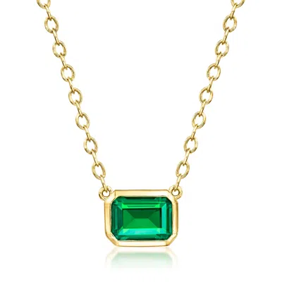 Rs Pure By Ross-simons Lab-grown Emerald Necklace In 18kt Gold Vermeil In Multi