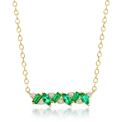 Rs Pure By Ross-simons Lab-grown Emerald Necklace With Lab-grown Diamonds In 18kt Gold Vermeil
