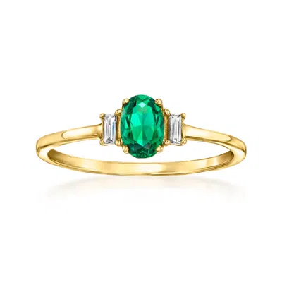 Rs Pure By Ross-simons Lab-grown Emerald Ring With Lab-grown Diamonds In 18kt Gold Vermeil