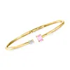Rs Pure By Ross-simons Lab-grown Pink Sapphire And . Lab-grown Diamond Cuff Bracelet In 18kt Gold Vermeil In Multi