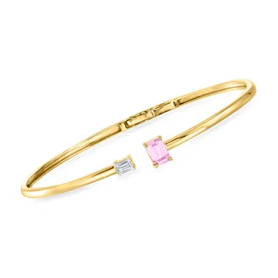 Rs Pure By Ross-simons Lab-grown Pink Sapphire And . Lab-grown Diamond Cuff Bracelet In 18kt Gold Vermeil In Multi