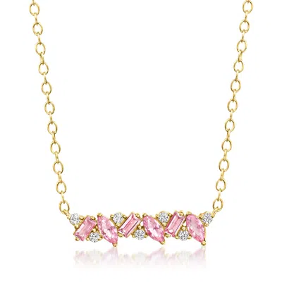 Rs Pure By Ross-simons Lab-grown Pink Sapphire Necklace With Lab-grown Diamonds In 18kt Gold Vermeil
