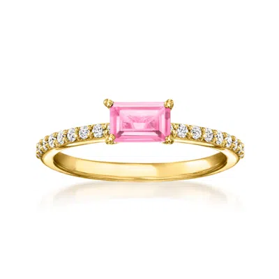 Rs Pure By Ross-simons Lab-grown Pink Sapphire Ring With . Lab-grown Diamonds In 18kt Gold Vermeil