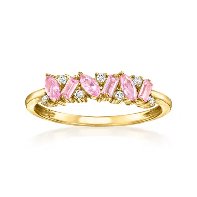 Rs Pure By Ross-simons Lab-grown Pink Sapphire Ring With Lab-grown Diamonds In 18kt Gold Vermeil
