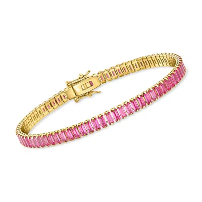 Rs Pure By Ross-simons 10.00 Lab-grown Ruby Tennis Bracelet In 18kt Gold Over Sterling In Pink