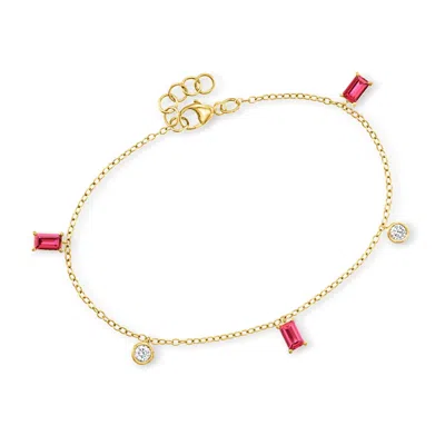 Rs Pure By Ross-simons Lab-grown Ruby And . Lab-grown Diamond Station Bracelet In 18kt Gold Vermeil
