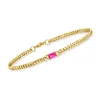 Rs Pure By Ross-simons Lab-grown Ruby Curb-link Bracelet In 18kt Gold Vermeil In Multi