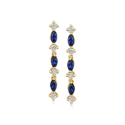 Rs Pure By Ross-simons Lab-grown Sapphire And . Lab-grown Diamond Drop Earrings In 18kt Gold Vermeil
