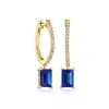Rs Pure By Ross-simons Lab-grown Sapphire And . Lab-grown Diamond Hoop Drop Earrings In 18kt Gold Vermeil In Gold