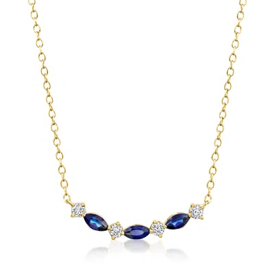 Rs Pure By Ross-simons Lab-grown Sapphire And . Lab-grown Diamond Necklace In 18kt Gold Vermeil