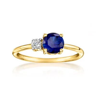 Rs Pure By Ross-simons Lab-grown Sapphire And . Lab-grown Diamond Ring In 18kt Gold Vermeil In Blue