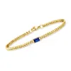 Rs Pure By Ross-simons Lab-grown Sapphire Curb-link Bracelet In 18kt Gold Vermeil
