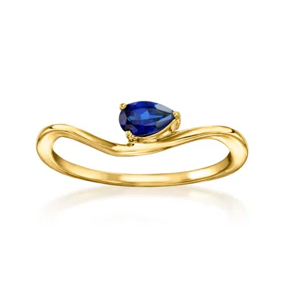 Rs Pure By Ross-simons Lab-grown Sapphire Curve Ring In 18kt Gold Vermeil