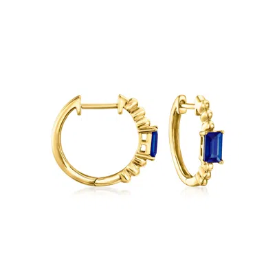 Rs Pure By Ross-simons Lab-grown Sapphire Hoop Earrings In 18kt Gold Vermeil In Blue