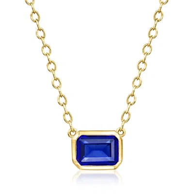 Rs Pure By Ross-simons Lab-grown Sapphire Necklace In 18kt Gold Over Sterling