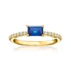 Rs Pure By Ross-simons Lab-grown Sapphire Ring With . Lab-grown Diamonds In 18kt Gold Vermeil