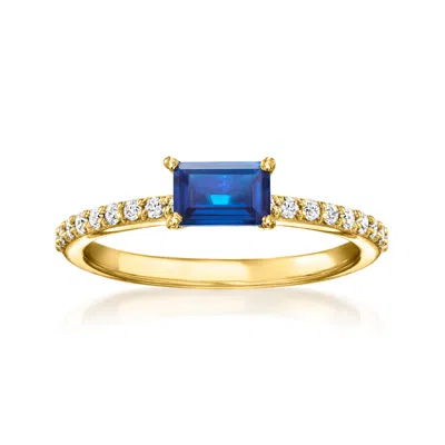 Rs Pure By Ross-simons Lab-grown Sapphire Ring With . Lab-grown Diamonds In 18kt Gold Vermeil