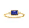 Rs Pure By Ross-simons Lapis And Diamond-accented Ring In 14kt Yellow Gold In White