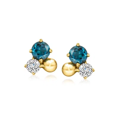 Rs Pure By Ross-simons London Blue Topaz And . Lab-grown Diamond Earrings In 18kt Gold Vermeil In Multi