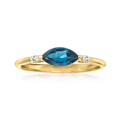 Rs Pure By Ross-simons London Blue Topaz Ring With Diamond Accents In 14kt Yellow Gold