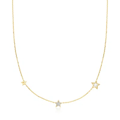 Rs Pure By Ross-simons Mother-of-pearl And Lab-grown Diamond Star Necklace In 18kt Gold Vermeil In Multi